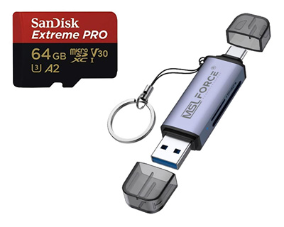 [ドローンレンタルネット]Micro SDカード 64GB ＆カードリーダー